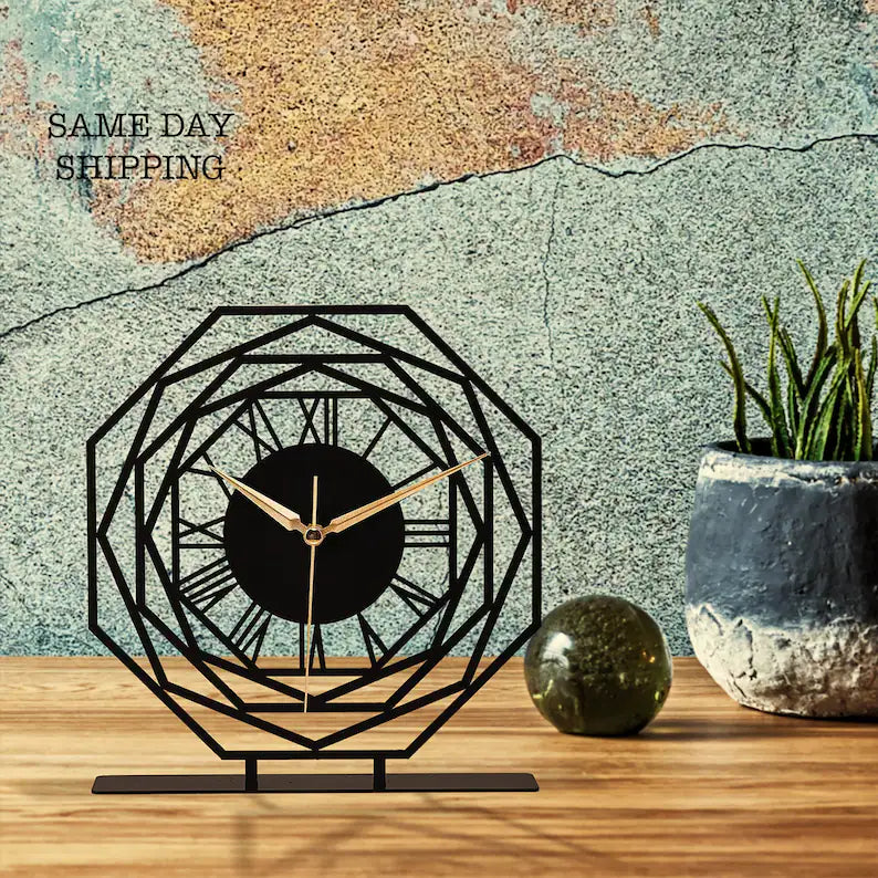 Geometric Layered Tabletop Clock